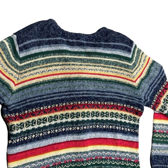 Vintage Tiara International Womens M Striped Tight Knit Sweater Full Zip Cotton - Picture 7 of 14